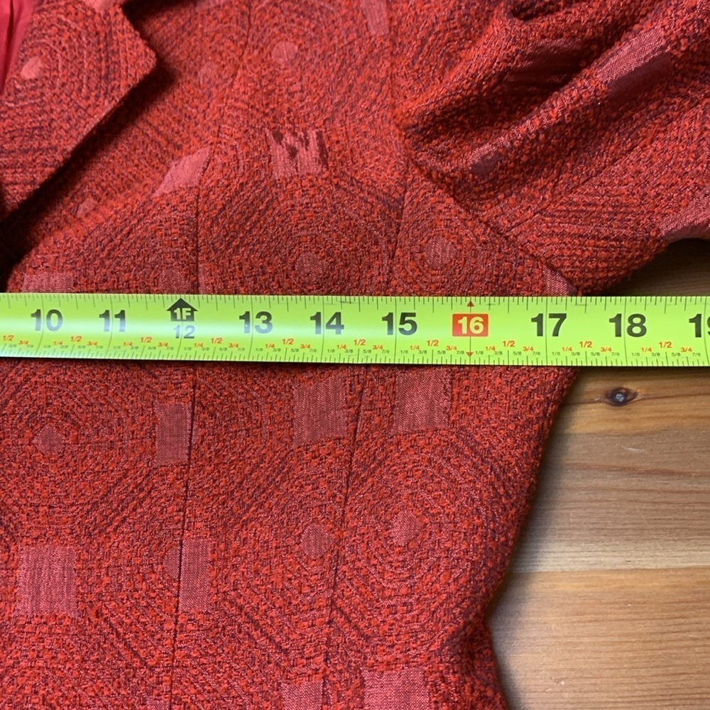 Louis Feraud Vintage Wool Blend, Lined, Rusty Red Blazer and Skirt Set - Picture 11 of 17